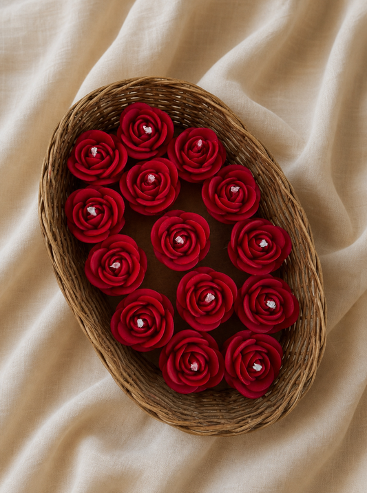 Velas em Forma de Rosa (Vermelhas)