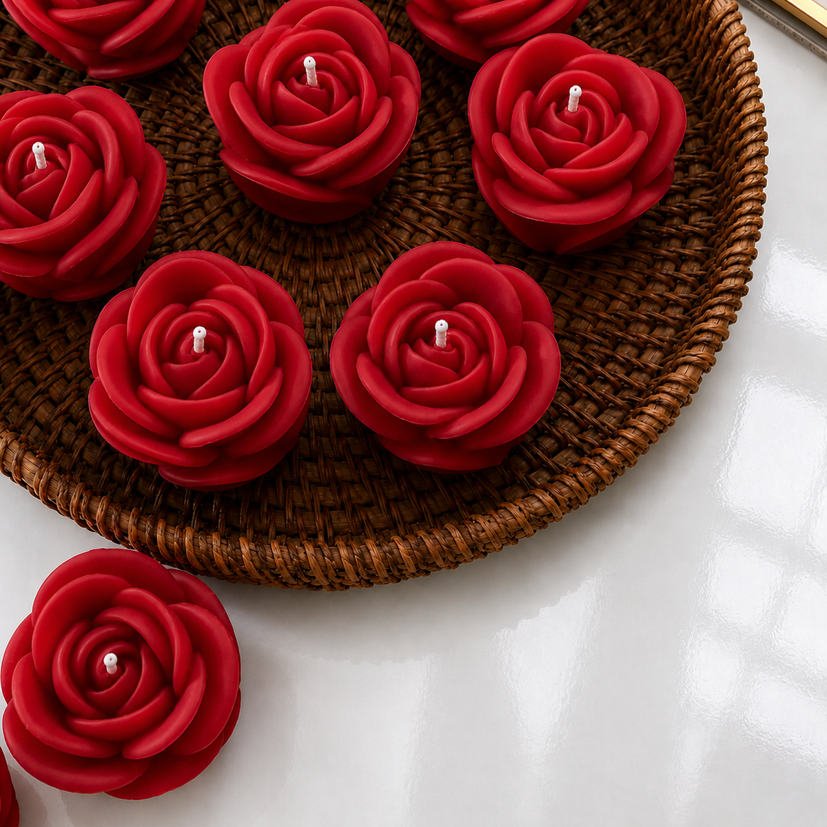 Velas em Forma de Rosa (Vermelhas)