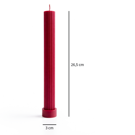 Velas Decorativas Largas Acanaladas (Rojas)