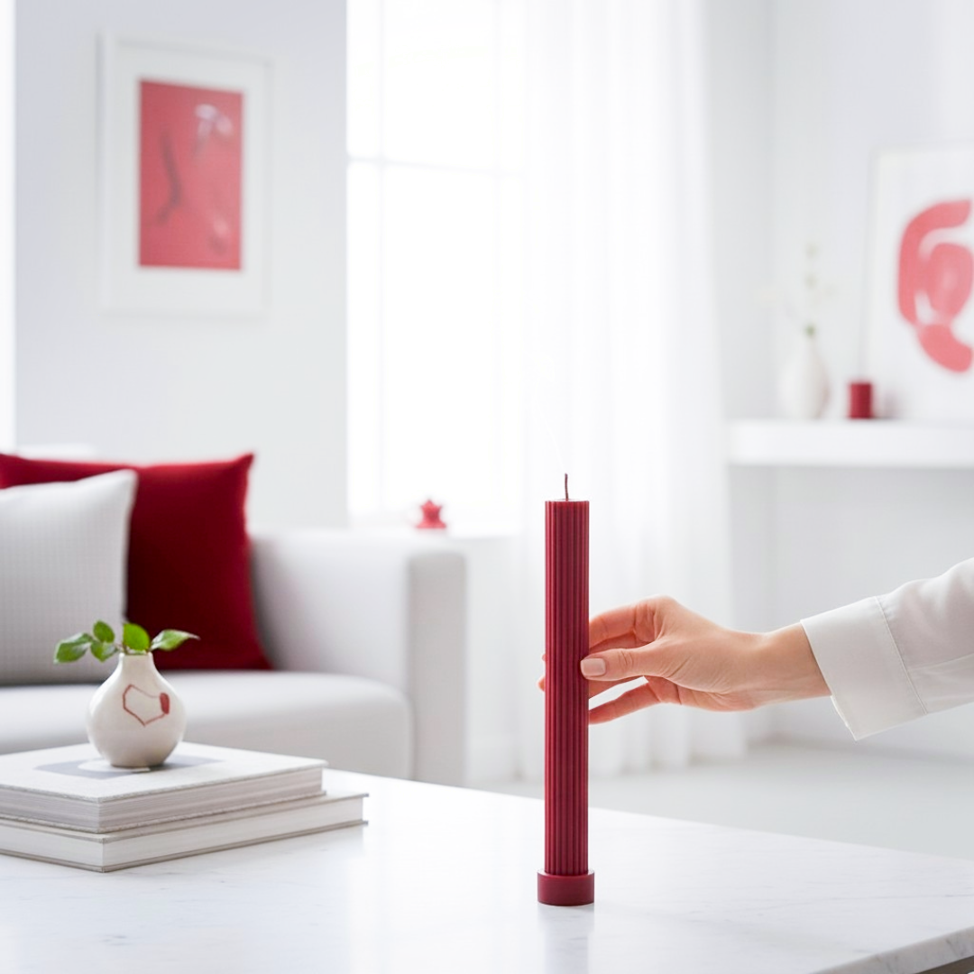 Velas Decorativas Largas Acanaladas (Rojas)