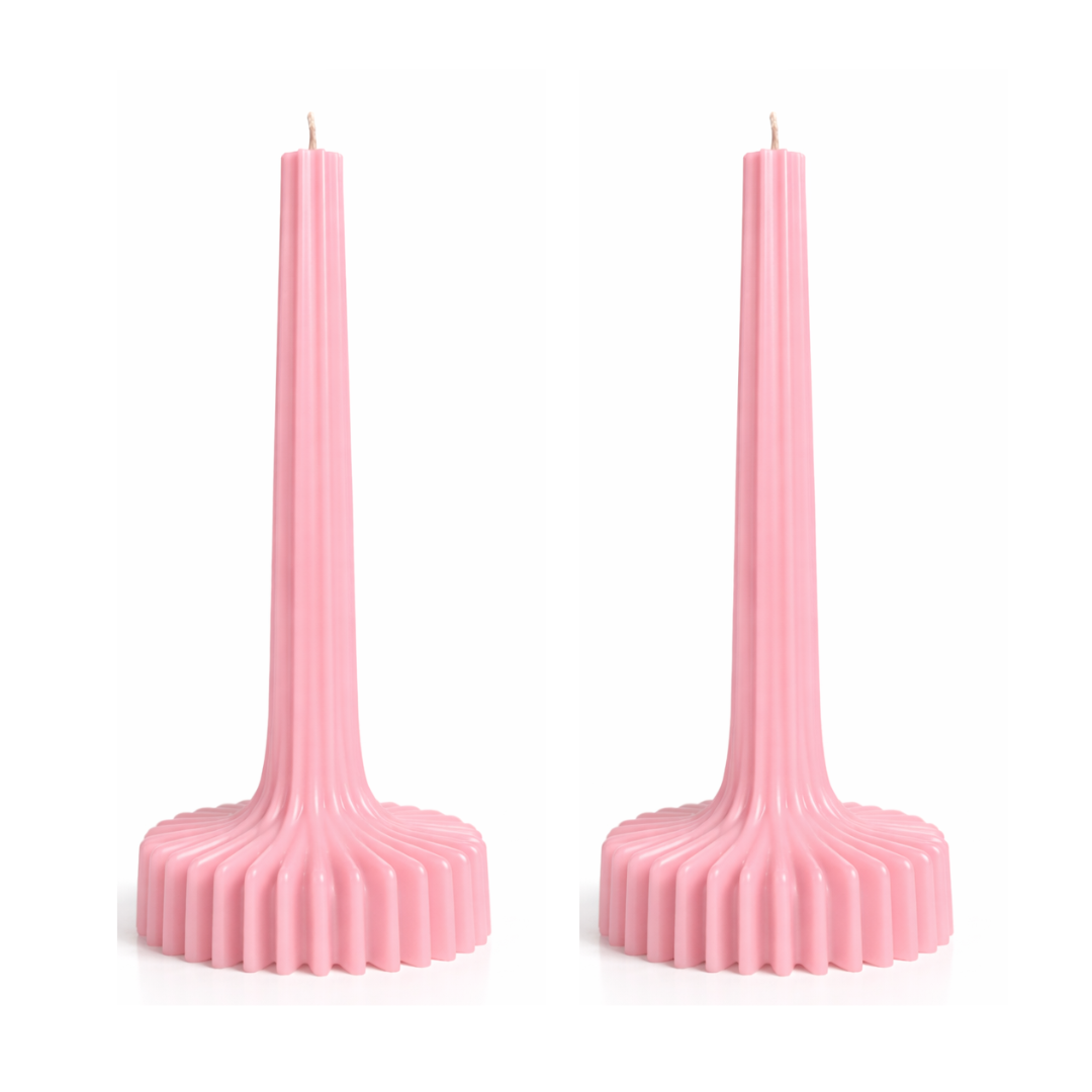 Velas Acanaladas de Diseño Exclusivo (2 unidades, rosas)