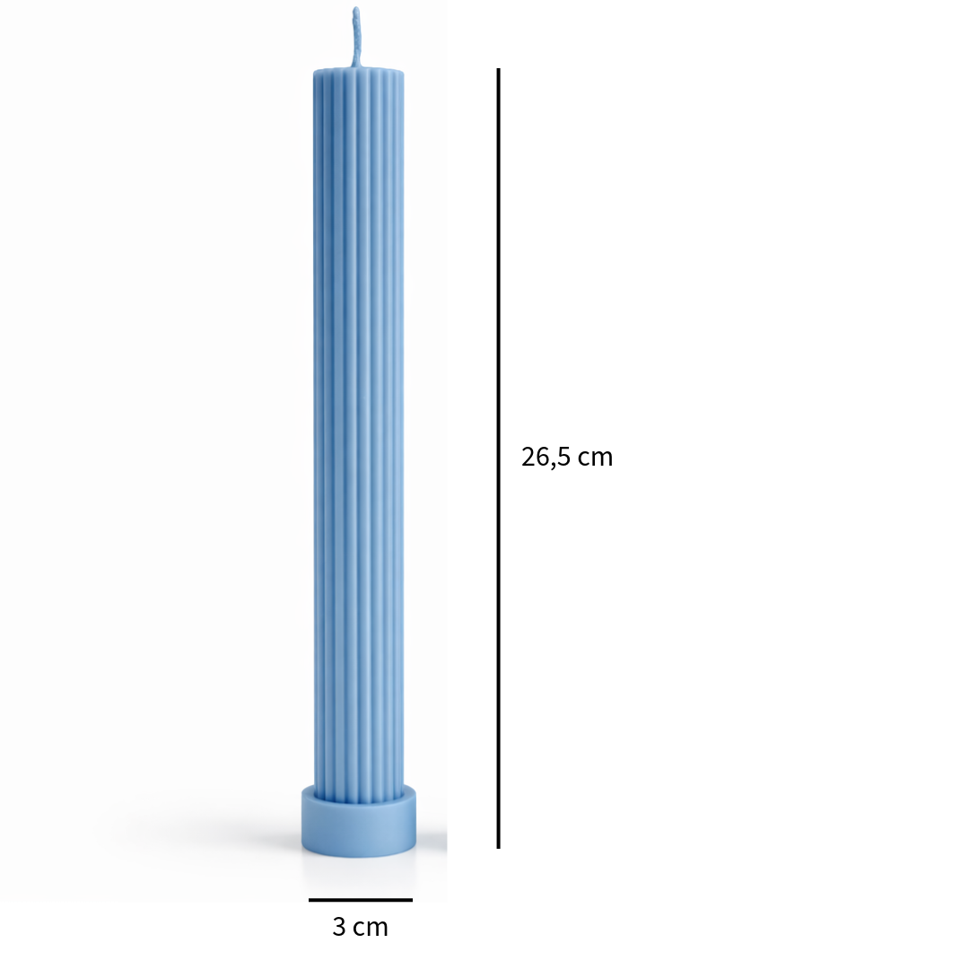 Velas Decorativas Largas Acanaladas (Azules)