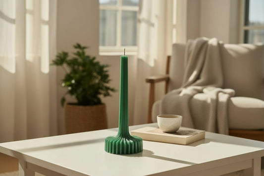Velas Acanaladas de Diseño Exclusivo (2 unidades,verdes)