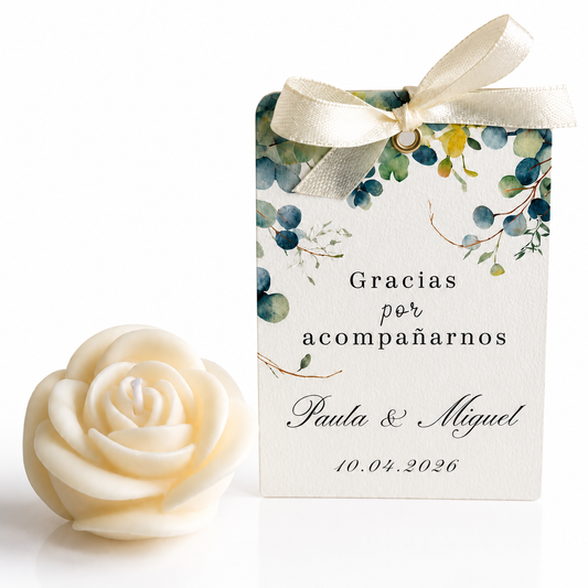Velas Personalizadas en Forma de Rosa para Bodas, Cumpleaños, Bautizos (Opción 3)