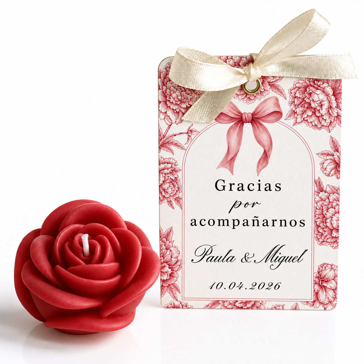 Velas Personalizadas en Forma de Rosa para Bodas, Cumpleaños, Bautizos (Opción 1)