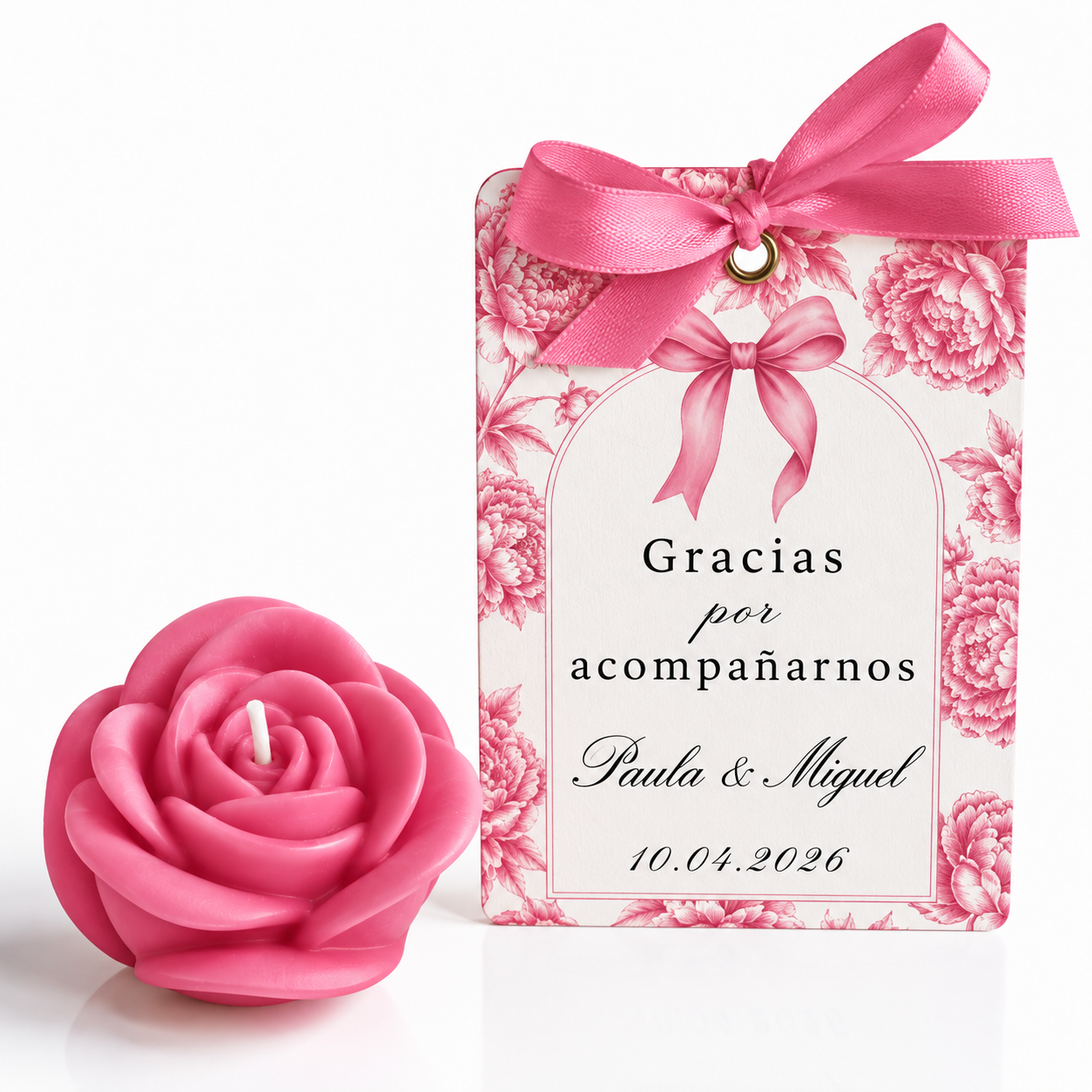 Velas Personalizadas en Forma de Rosa para Bodas, Cumpleaños, Bautizos (Opción 1)