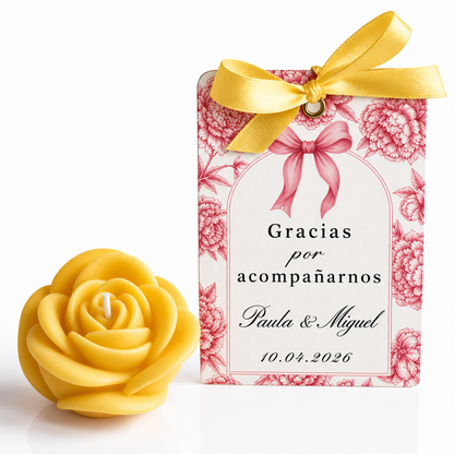 Velas Personalizadas en Forma de Rosa para Bodas, Cumpleaños, Bautizos (Opción 1)