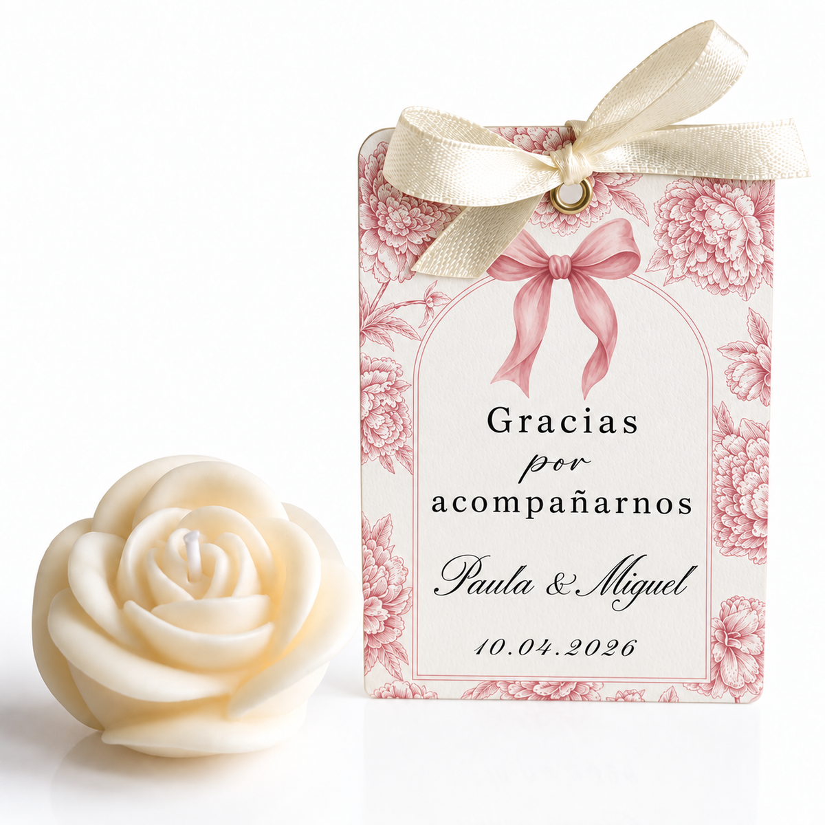 Velas Personalizadas en Forma de Rosa para Bodas, Cumpleaños, Bautizos (Opción 1)