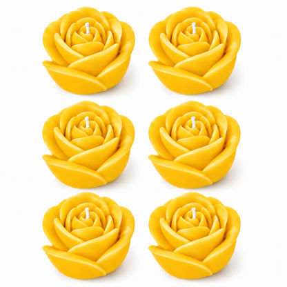 Velas en Forma de Rosa (Amarillas)