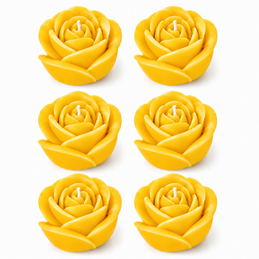 Velas en Forma de Rosa (Amarillas)