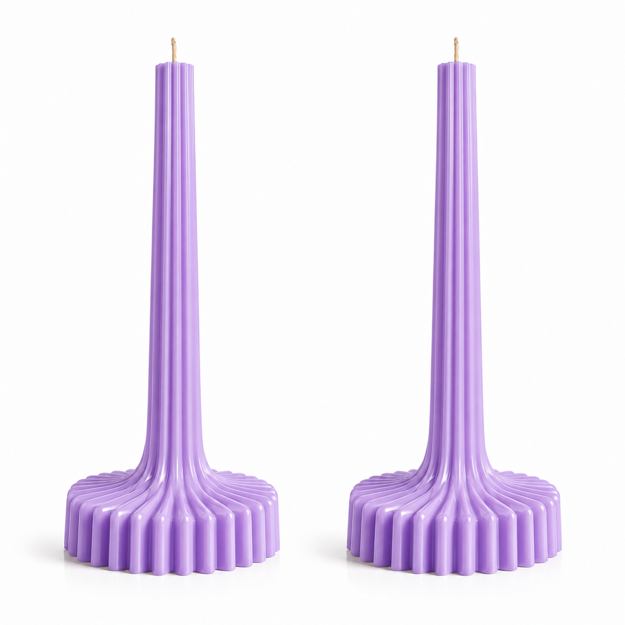 Velas Acanaladas de Diseño Exclusivo (2 unidades, moradas)