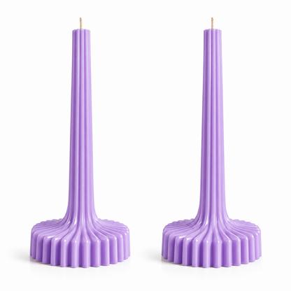 Velas Acanaladas de Diseño Exclusivo (2 unidades, moradas)