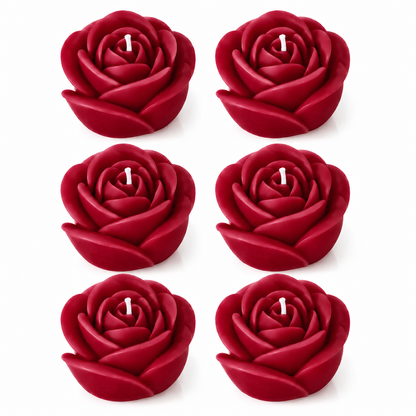 Velas en Forma de Rosa (Rojas)