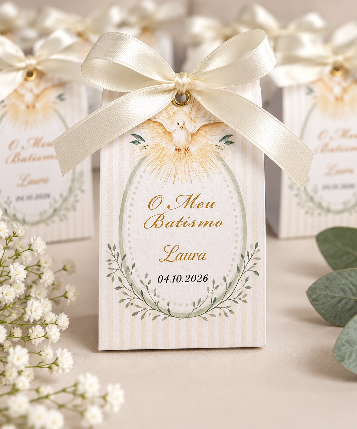 Velas Personalizadas en Forma de Rosa para Bautizos (Opción 2)