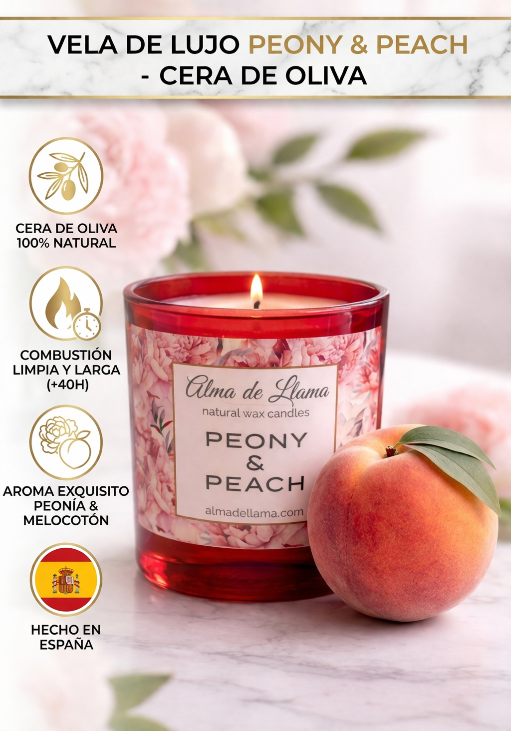 Vela aromática PEONÍA Y MELOCOTÓN