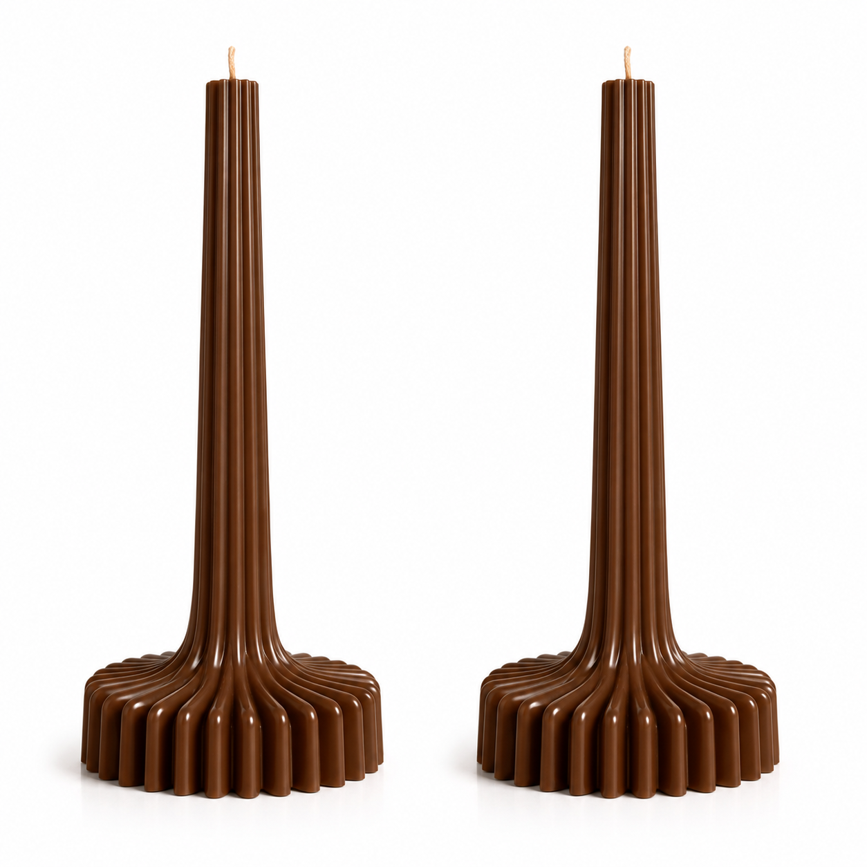 Velas Acanaladas de Diseño Exclusivo (2 unidades, marrones)