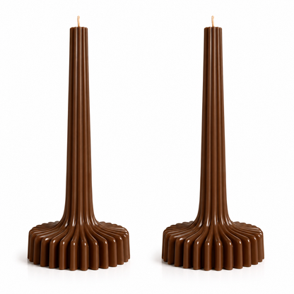 Velas Acanaladas de Diseño Exclusivo (2 unidades, marrones)