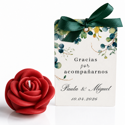 Velas Personalizadas en Forma de Rosa para Bodas, Cumpleaños, Bautizos (Opción 3)