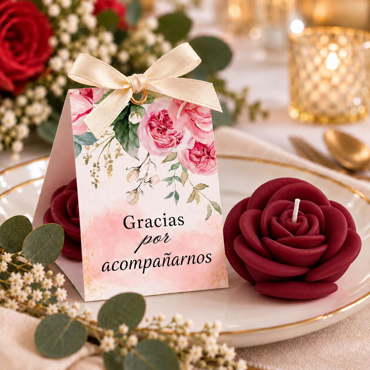 Velas Personalizadas en Forma de Rosa para Aniversarios, Cumpleaños (Rosas)