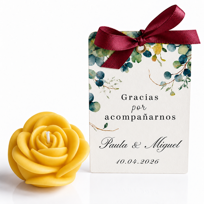 Velas Personalizadas en Forma de Rosa para Bodas, Cumpleaños, Bautizos (Opción 3)
