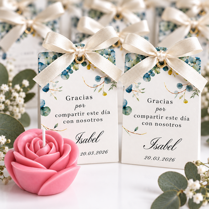 Velas Personalizadas en Forma de Rosa para Bodas, Cumpleaños, Bautizos (Opción 3)