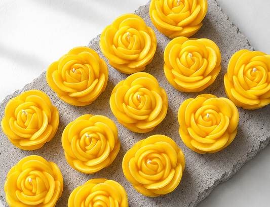 Velas em Forma de Rosa (Amarelas)