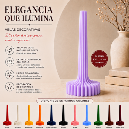 Velas Acanaladas de Diseño Exclusivo (2 unidades, moradas)