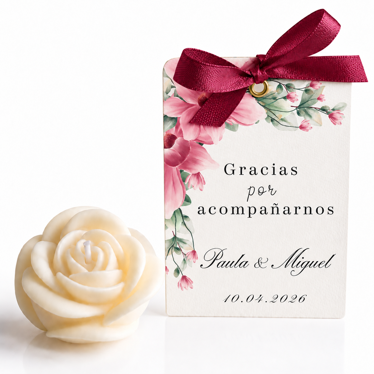 Velas Personalizadas en Forma de Rosa para Bodas, Cumpleaños, Bautizos (Opción 4)