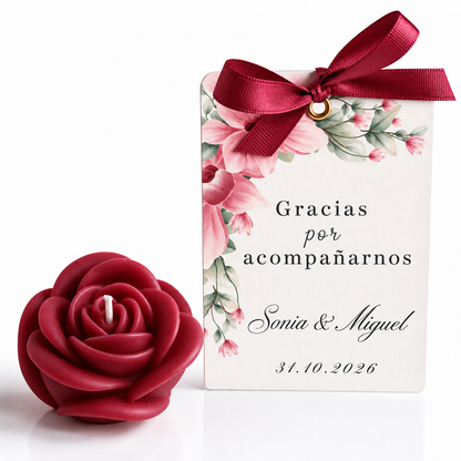 Velas Personalizadas en Forma de Rosa para Bodas, Cumpleaños, Bautizos (Opción 4)
