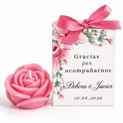 Velas Personalizadas en Forma de Rosa para Bodas, Cumpleaños, Bautizos (Opción 4)