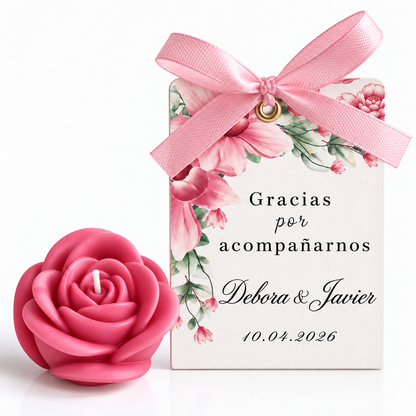 Velas Personalizadas en Forma de Rosa para Bodas, Cumpleaños, Bautizos (Orquídea)