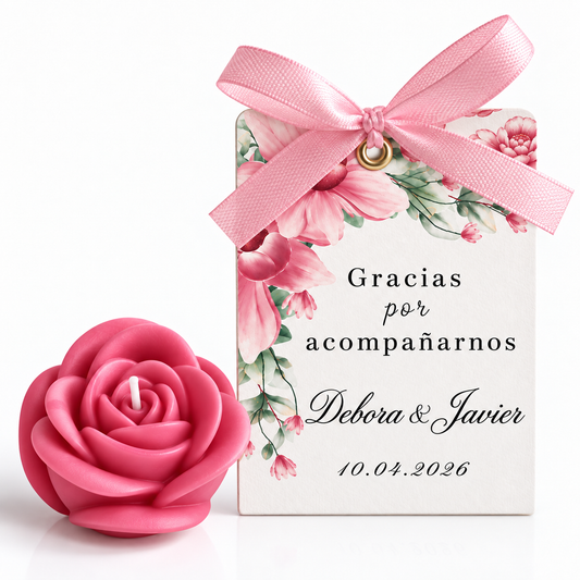 Velas Personalizadas en Forma de Rosa para Bodas, Cumpleaños, Bautizos (Orquídea)