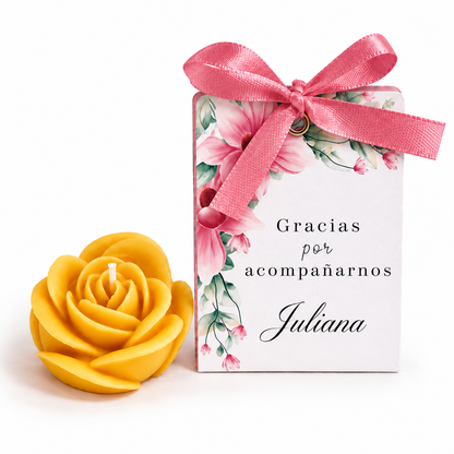 Velas Personalizadas en Forma de Rosa para Bodas, Cumpleaños, Bautizos (Opción 4)