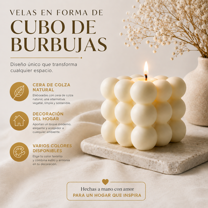 Velas en Forma de Cubo de Burbujas