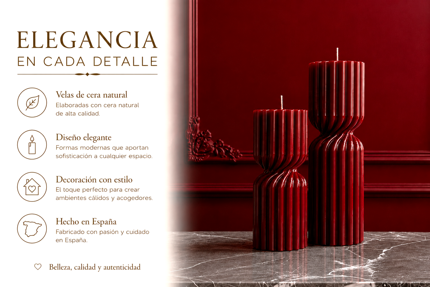 Velas Decorativas de Cilíndricas Acanaladas