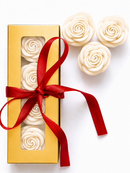 Velas en Forma de Rosa (Blancas)