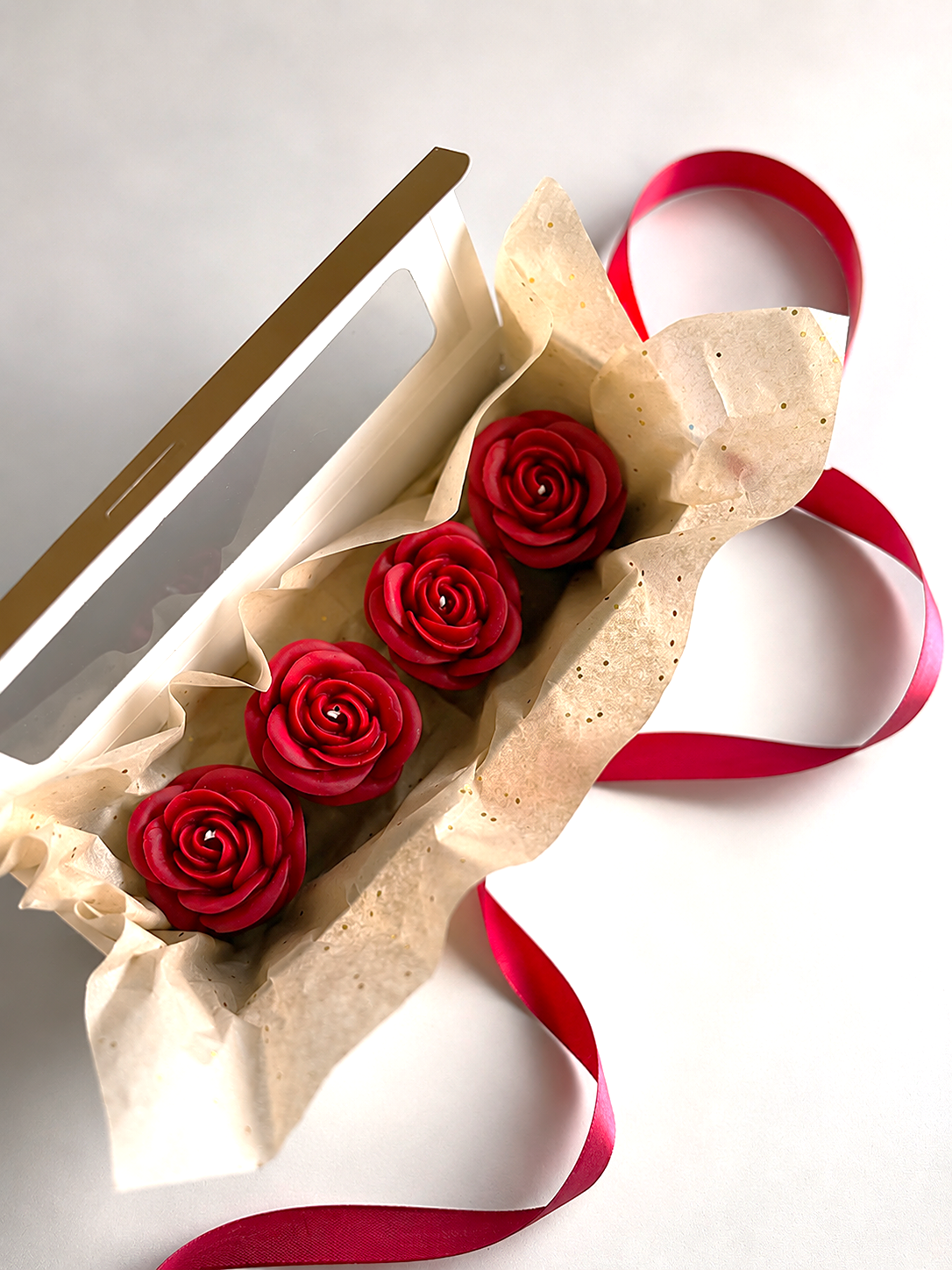 Velas en Forma de Rosa (Rojas)