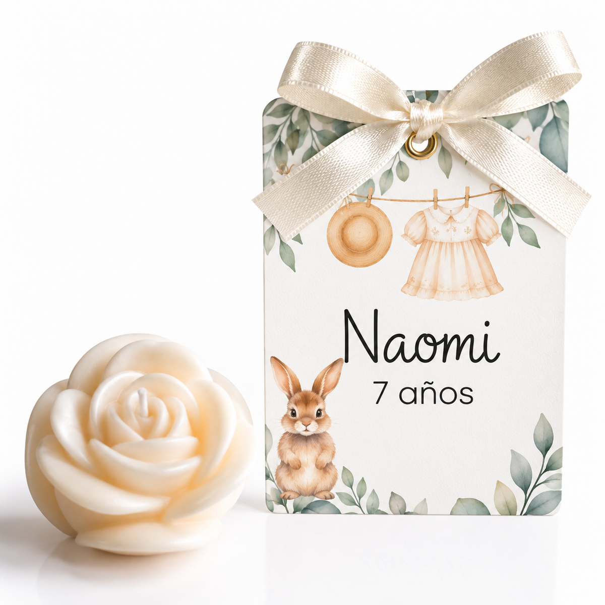Velas Personalizadas en Forma de Rosa para Cumpleaños, Bautizos (Opción 5)
