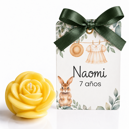 Velas Personalizadas en Forma de Rosa para Cumpleaños, Bautizos (Opción 5)