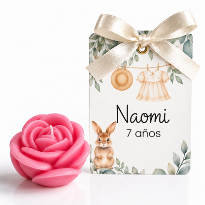 Velas Personalizadas en Forma de Rosa para Cumpleaños, Bautizos (Opción 5)