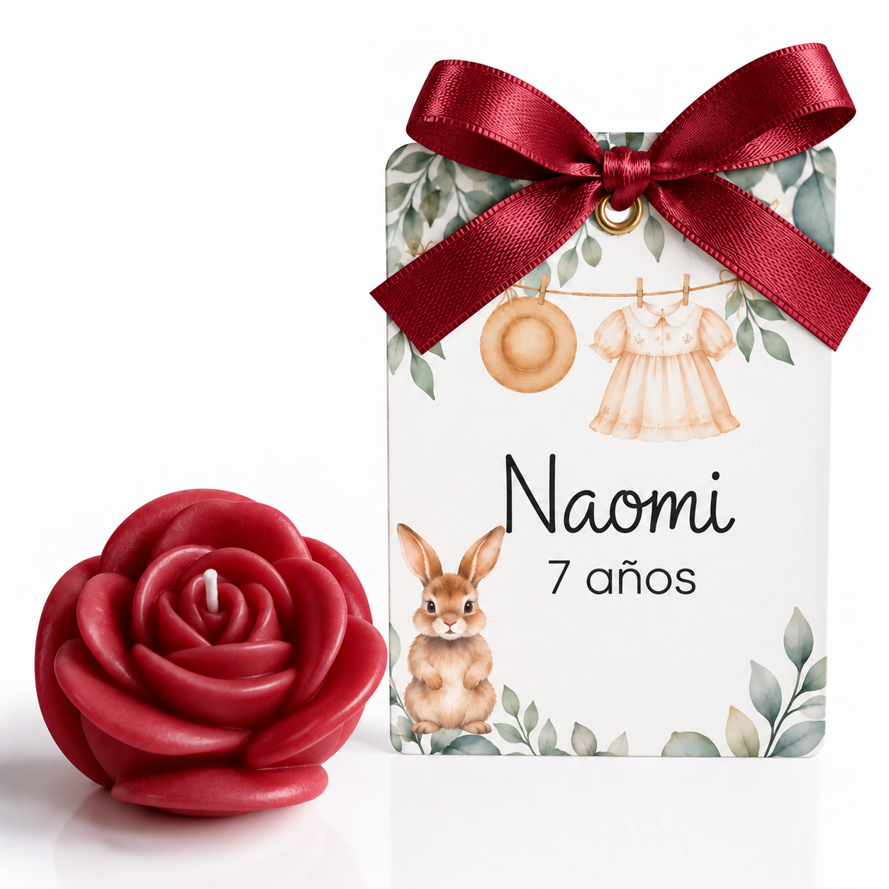 Velas Personalizadas en Forma de Rosa para Cumpleaños, Bautizos (Opción 5)