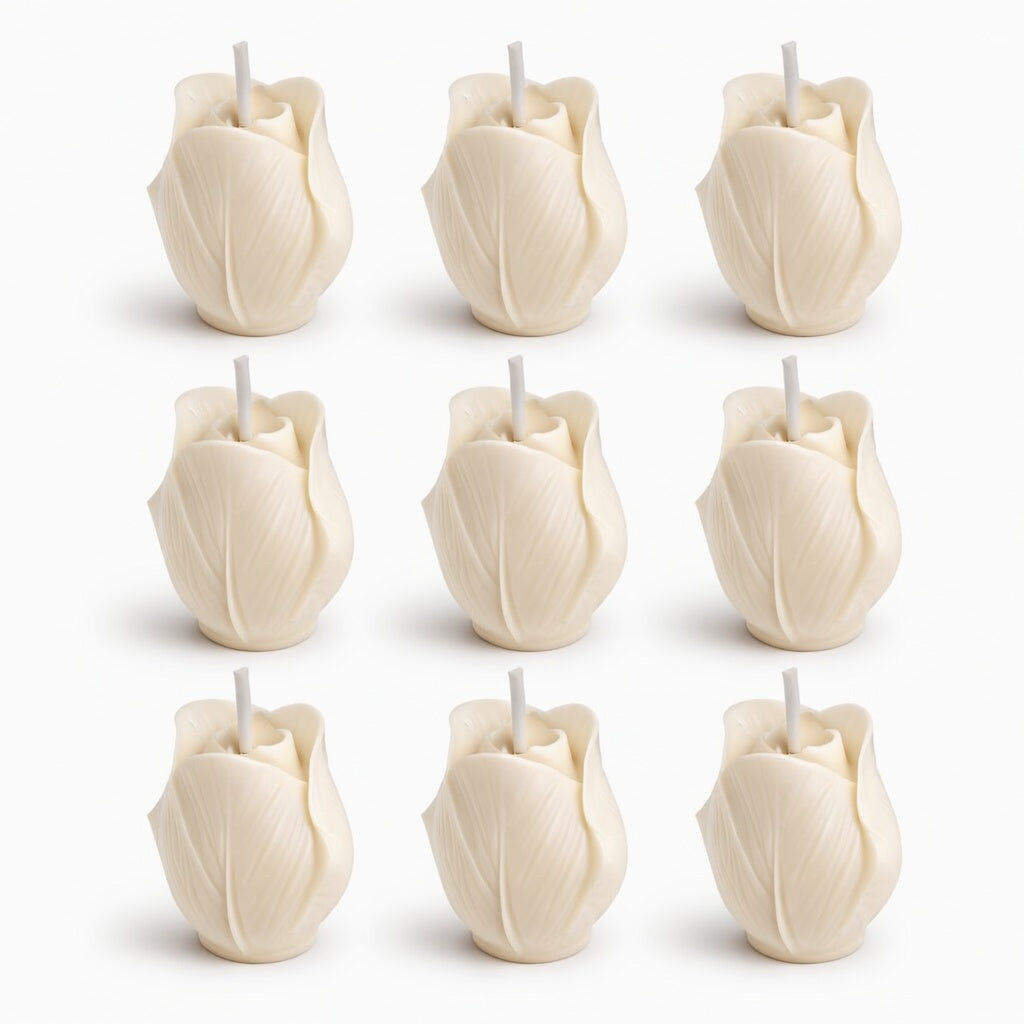 Velas Decorativas en Forma de Rosa (Blancas)