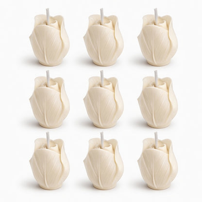 Velas Decorativas en Forma de Rosa (Blancas)
