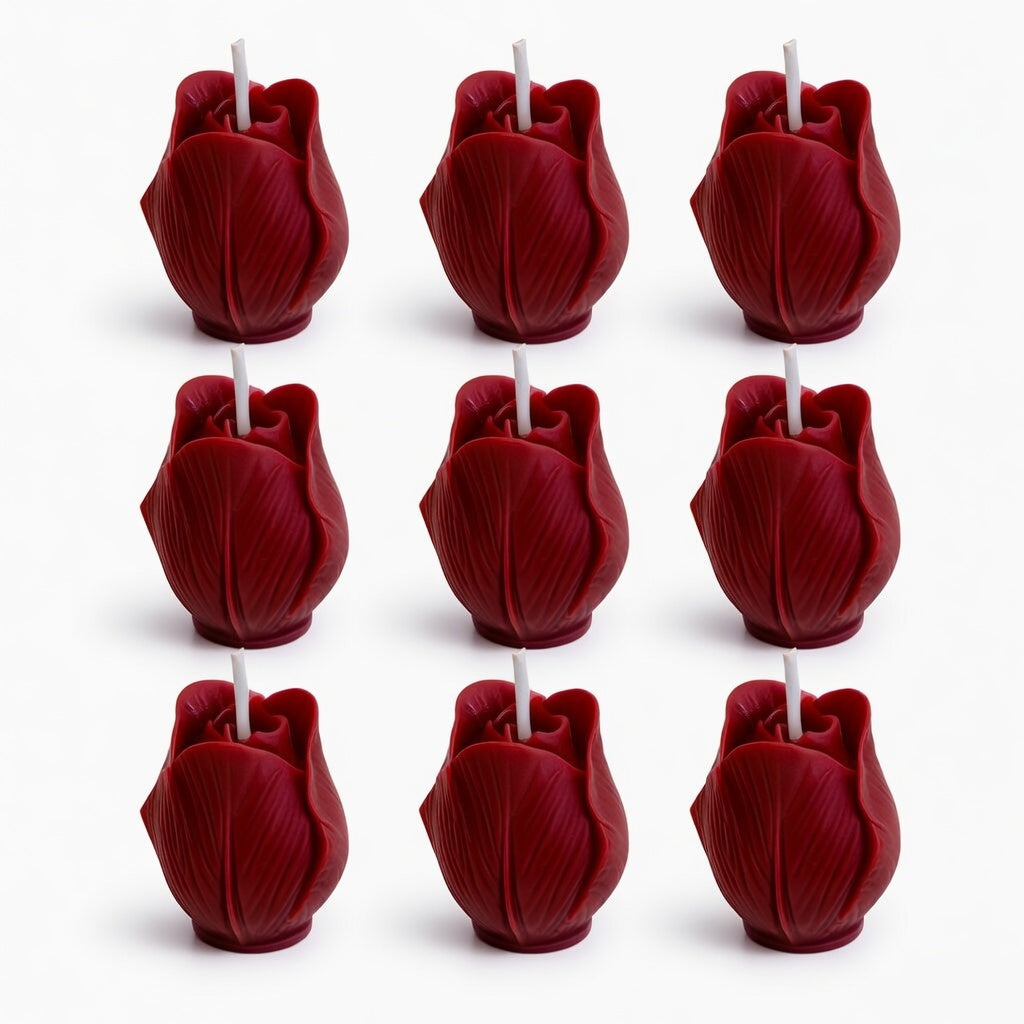 Velas Decorativas en Forma de Rosa (Rojas)