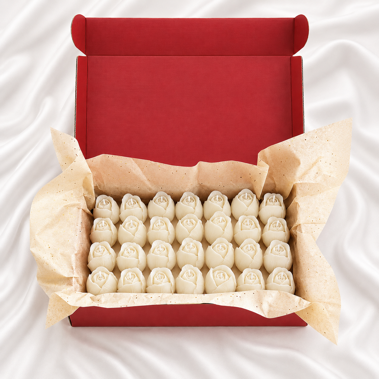 Velas Decorativas en Forma de Rosa (Blancas)