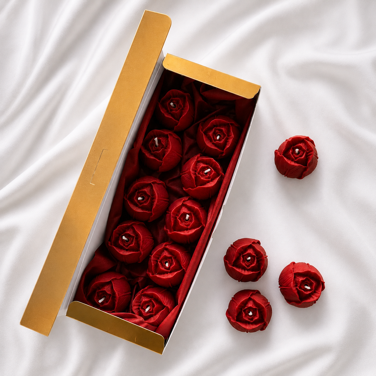 Velas Decorativas en Forma de Rosa (Rojas)