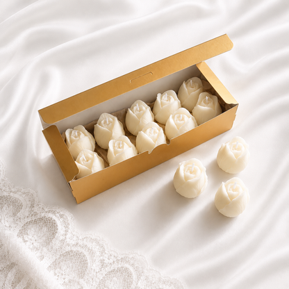 Velas Decorativas en Forma de Rosa (Blancas)