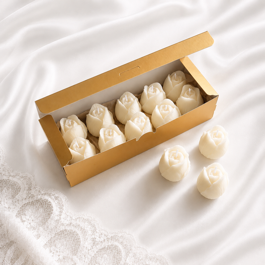 Velas Decorativas en Forma de Rosa (Blancas)