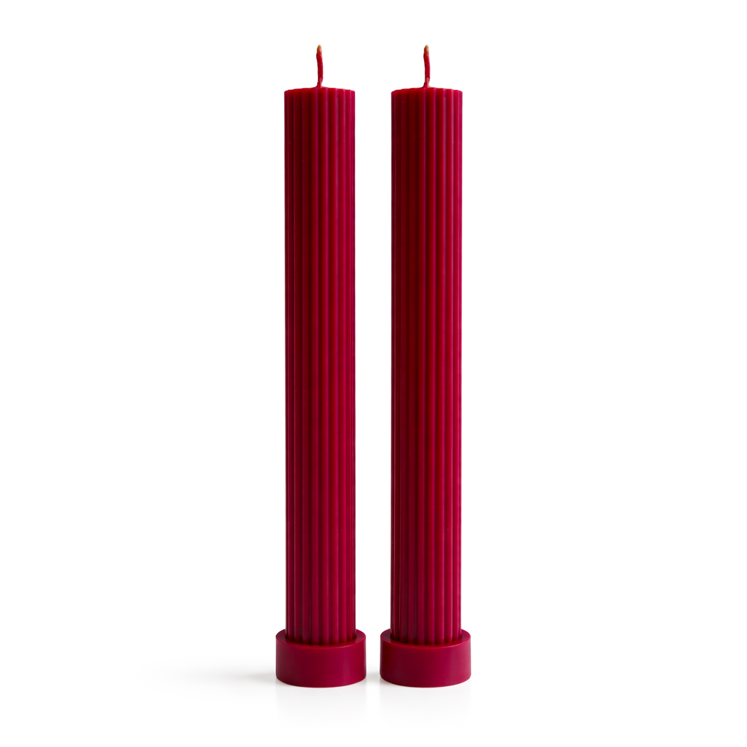 Velas Decorativas Largas Acanaladas (Rojas)