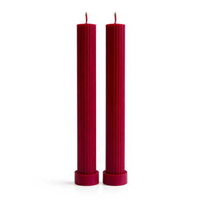 Velas Decorativas Largas Acanaladas (Rojas)